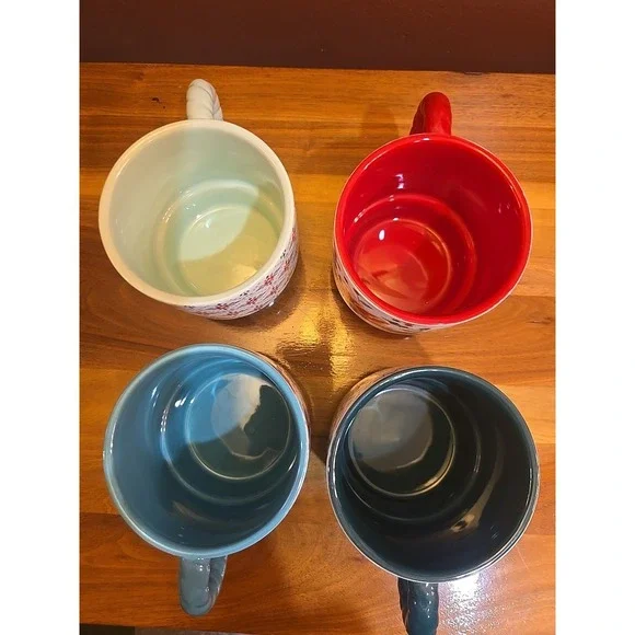 Pioneer Woman Merry Meadow 5-Piece 12.5oz Stoneware Stacking Mugs w/ Gold Rack - Picture 8 of 10